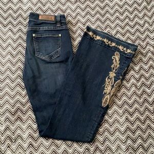 Rock & Roll Denim Floral Trousers 28x36